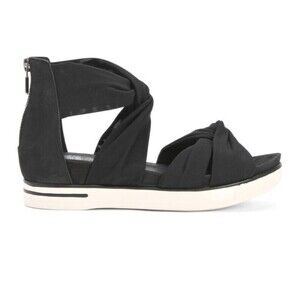 Eileen Fisher Zanya Mesh Sandals Wedge Ankle Strap Open Toe Black 9.5